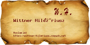 Wittner Hiláriusz névjegykártya